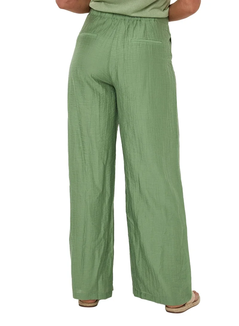 Esqualo Green Esqualo Trousers Broeken Wide Light Crinkle for Women | Best Price UAE