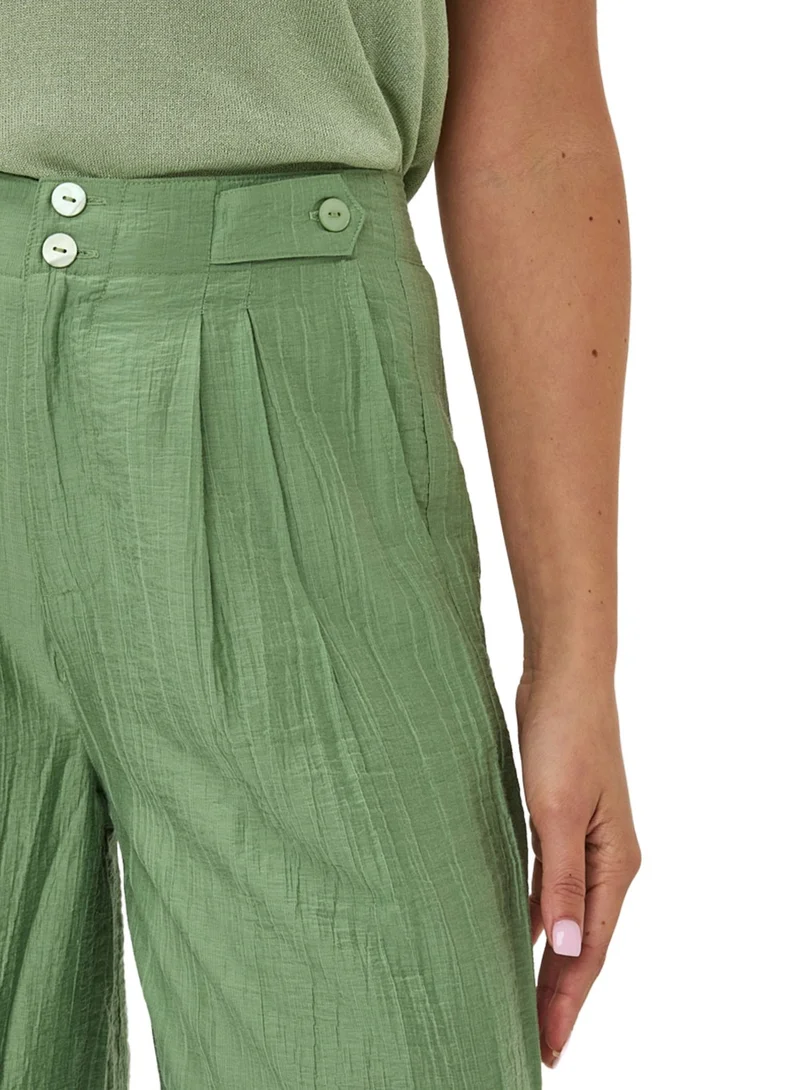 Esqualo Green Esqualo Trousers Broeken Wide Light Crinkle for Women | Best Price UAE