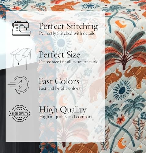 RVS Decor New Launch Printed Soft Feel Table Runner | Standard Fabric – Perfect for 4-6 Seater Dining & Kitchen Tables, Timeless Design for Parties & Family Dinners | Size 13 x 72 Inch (Cream) - Image 4