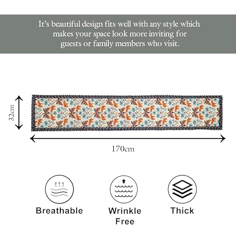 RVS Decor New Launch Printed Soft Feel Table Runner | Standard Fabric – Perfect for 4-6 Seater Dining & Kitchen Tables, Timeless Design for Parties & Family Dinners | Size 13 x 72 Inch (Cream) - Image 2