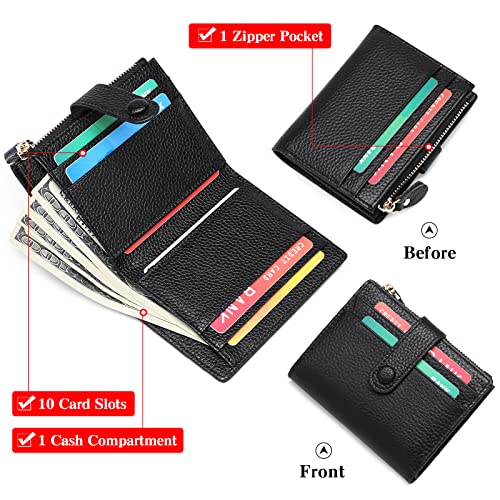 FALAN MULE Small Wallets for Women RFID Blocking Slim Bifold Leather Womens Wallet with Zipper Coin Purse - Image 2
