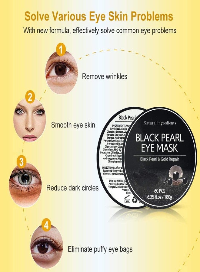 Felico Under Eye Patches, Eye Mask Black Pearl, Puffy Eyes Dark Circles Brighten Treatments, 60PCS Collagen Under Gel Pad for Lighten Wrinkles Anti-Aging, Fine Lines Eye Bags Women Men - Image 4