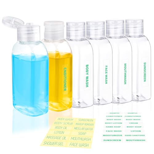 Cosywell Travel Shampoo Bottles 6pcs 3.4oz TSA Approved Travel Bottles for Toiletries Leak Proof Refillable Lotion Containers with Flip Cap Small Plastic Squeeze Bottle(Clear) - Image 1
