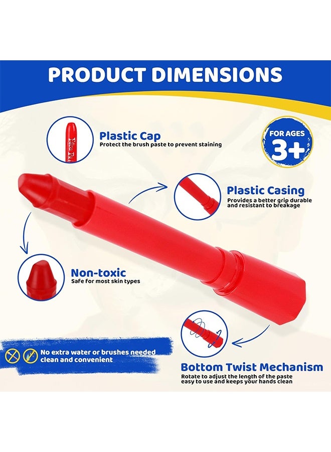 Face Paint Crayons 12 Colors Face Paints for Children Halloween Make Up Set Washable Make Up Set Body Painting for Boys Girls Non-Toxic Party Cosplay Face Paint Crayons for Ages 3+ - Image 3