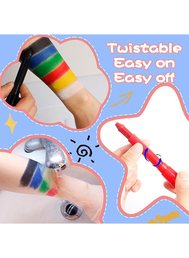 Face Paint Crayons 12 Colors Face Paints for Children Halloween Make Up Set Washable Make Up Set Body Painting for Boys Girls Non-Toxic Party Cosplay Face Paint Crayons for Ages 3+ - Image 4