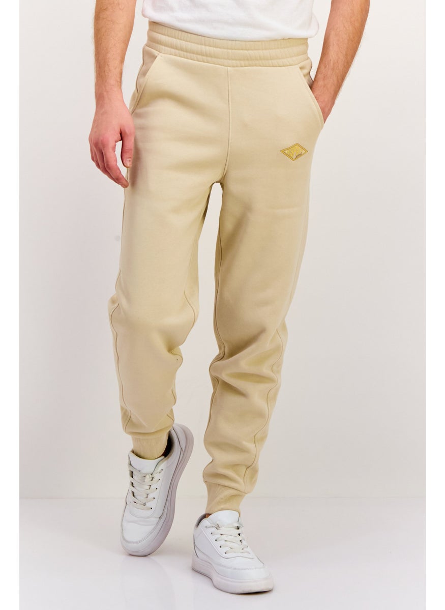 ESPRIT Men Regular Fit Brand Logo Jogger Pants, Cream  - Image 1