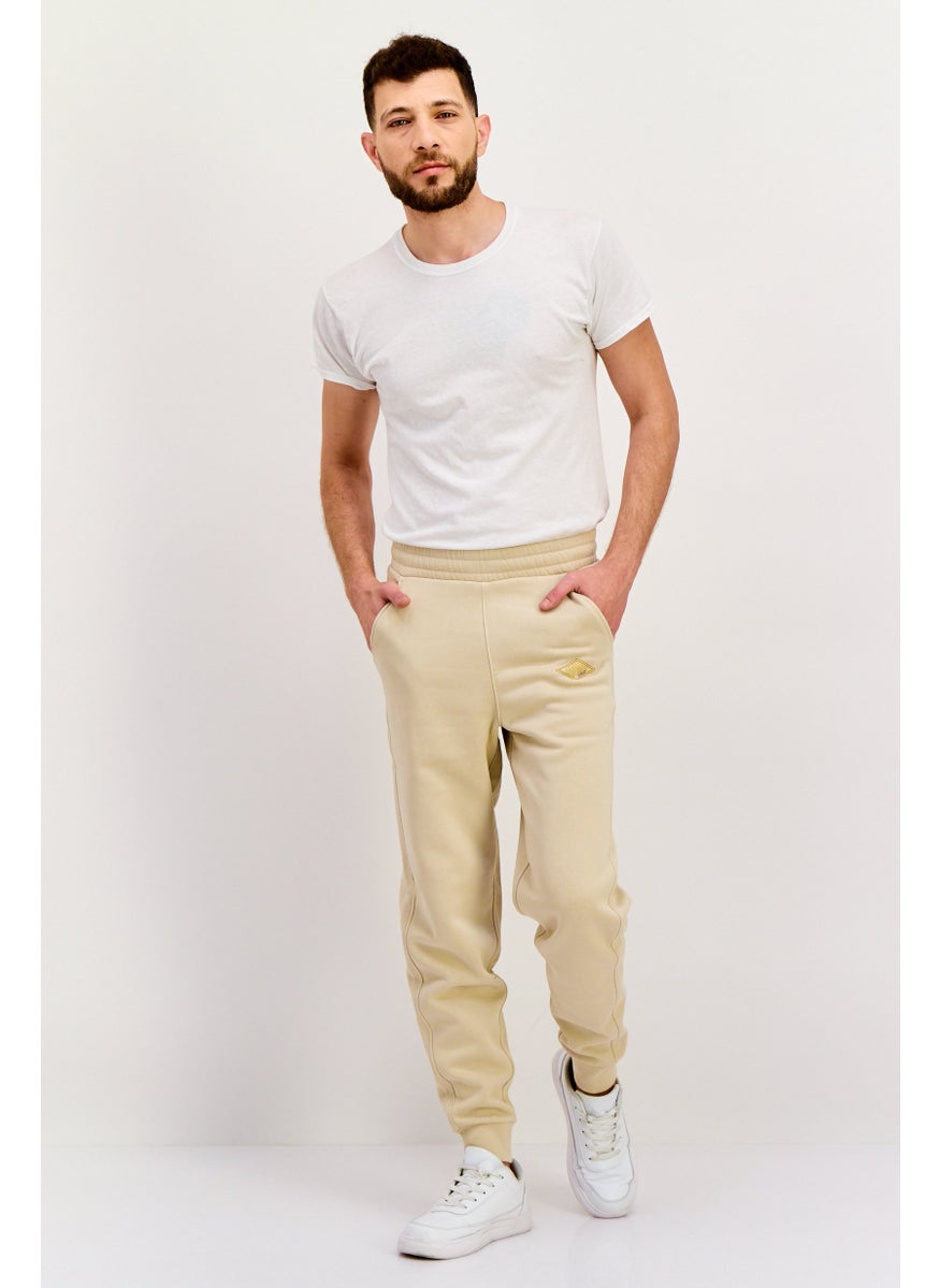 ESPRIT Men Regular Fit Brand Logo Jogger Pants, Cream  - Image 4