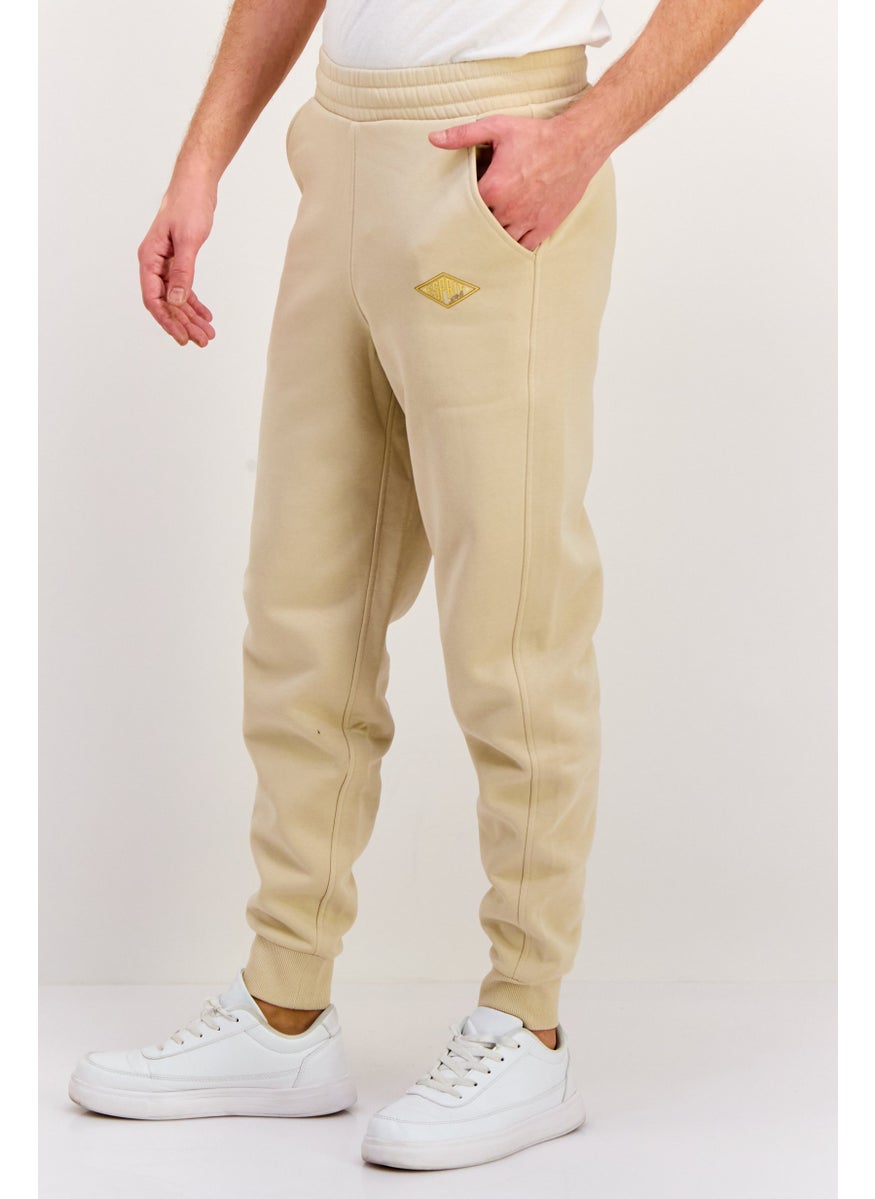 ESPRIT Men Regular Fit Brand Logo Jogger Pants, Cream  - Image 2