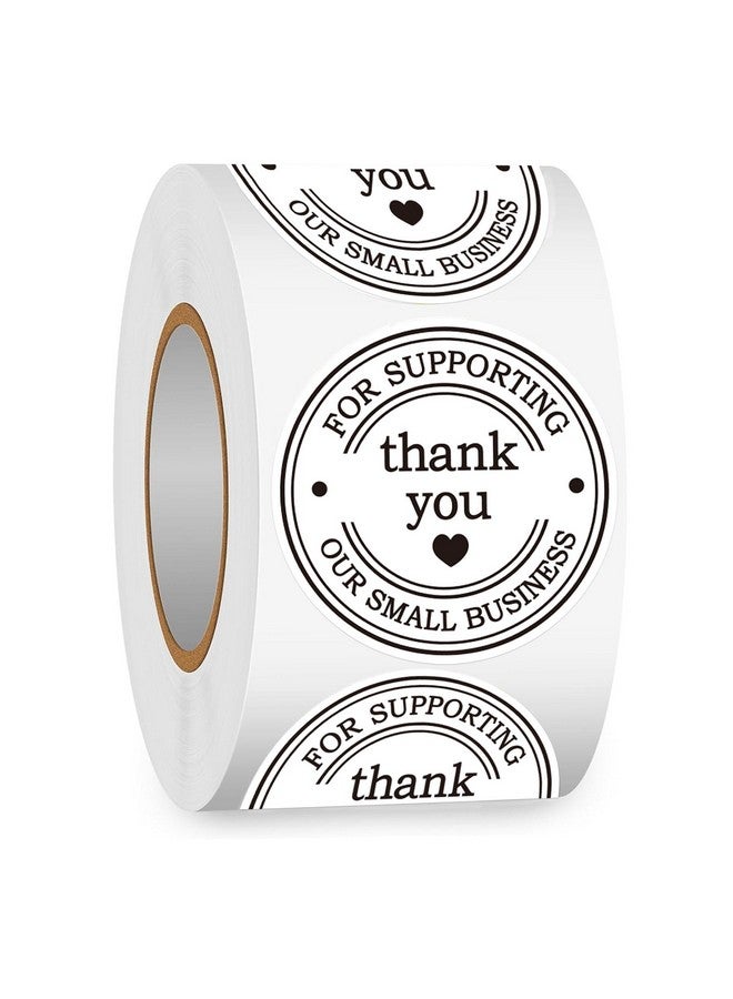 Well Tile 2" Round Classic Retro Stickers Thank You For Supporting Our Small Business Sticker Labels With Hearts - Printed White Thank You Stickers 500 Thank You Labels Per Roll (White, 2 Inch) - Image 1