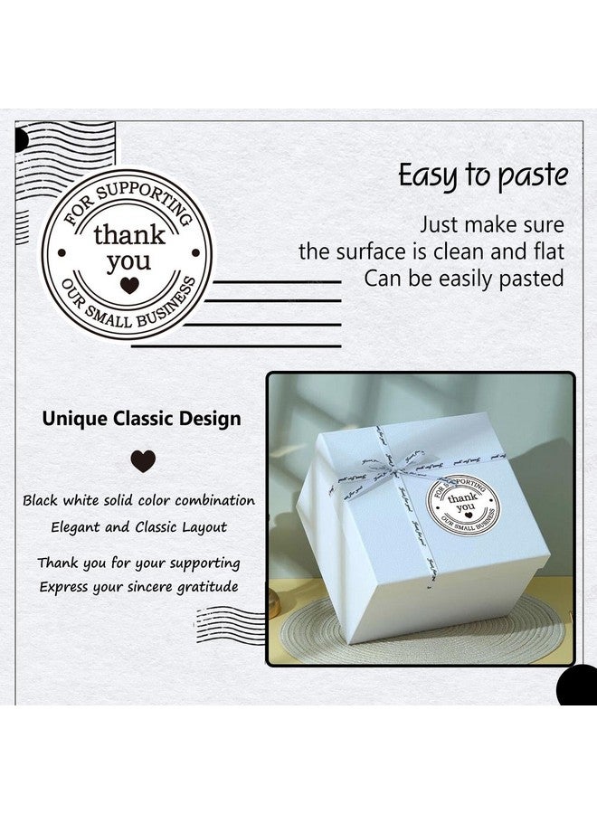 Well Tile 2" Round Classic Retro Stickers Thank You For Supporting Our Small Business Sticker Labels With Hearts - Printed White Thank You Stickers 500 Thank You Labels Per Roll (White, 2 Inch) - Image 3