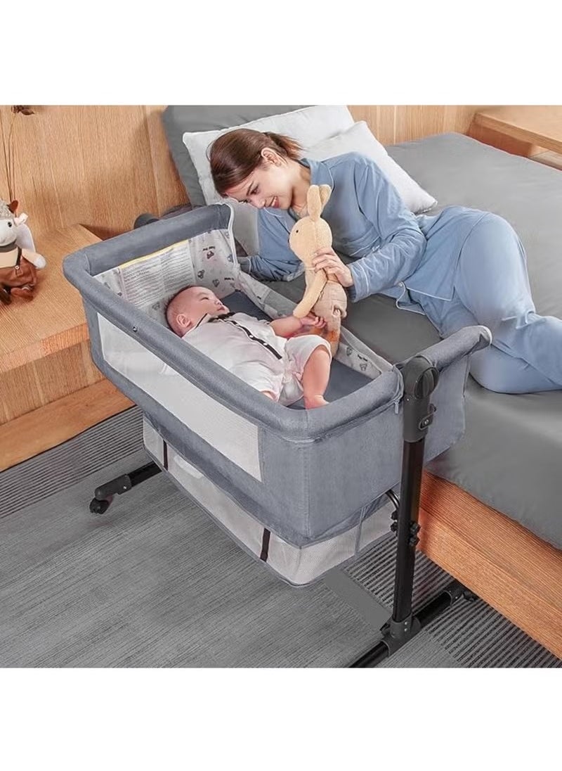 Gonice - 3 in 1 Portable Foldable Baby Bed Travel Bed with Adjustable Height Breathable Mesh and Mattress - Image 1