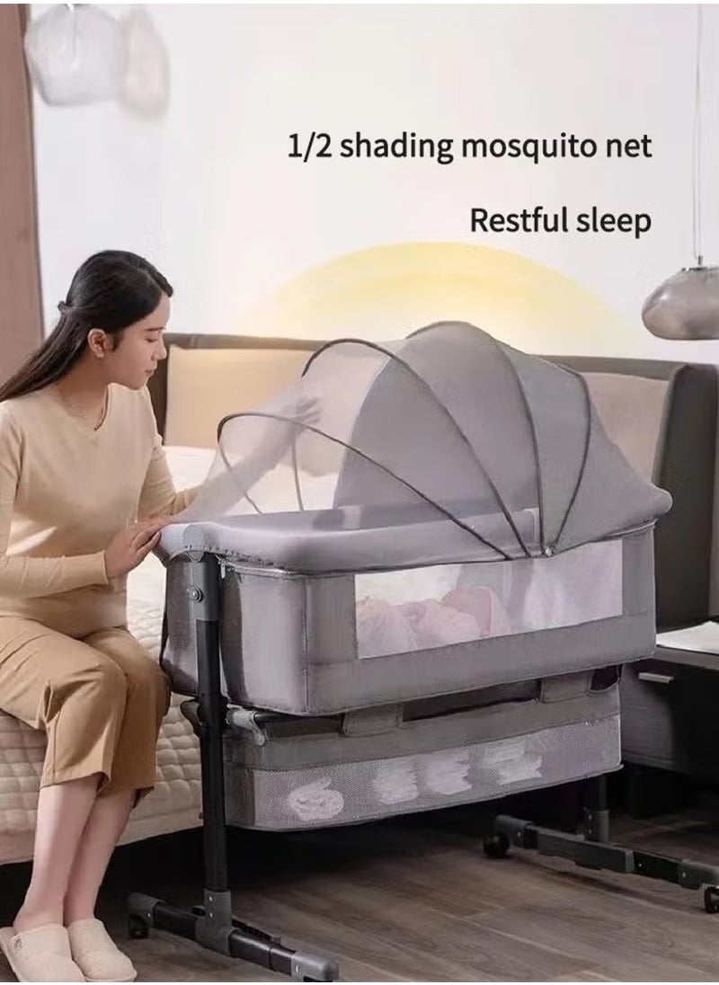 Gonice - 3 in 1 Portable Foldable Baby Bed Travel Bed with Adjustable Height Breathable Mesh and Mattress - Image 1