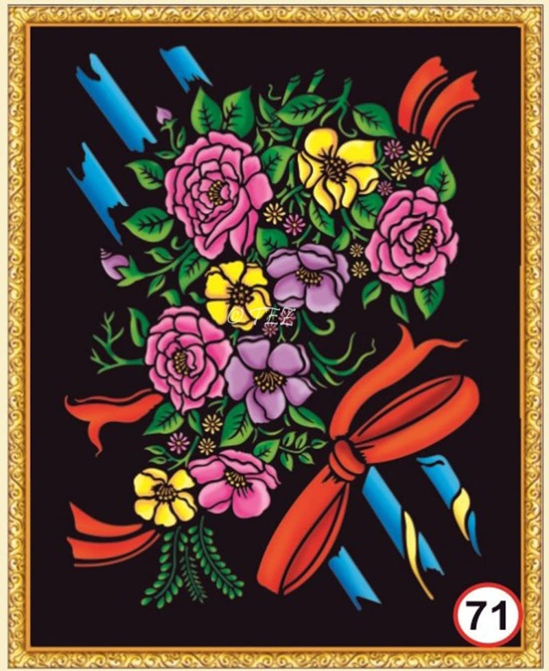Tez DIY - Emboss Painting Kit, Flower Bouquet, Medium(13x19 inch), Design No. 71 - Image 1