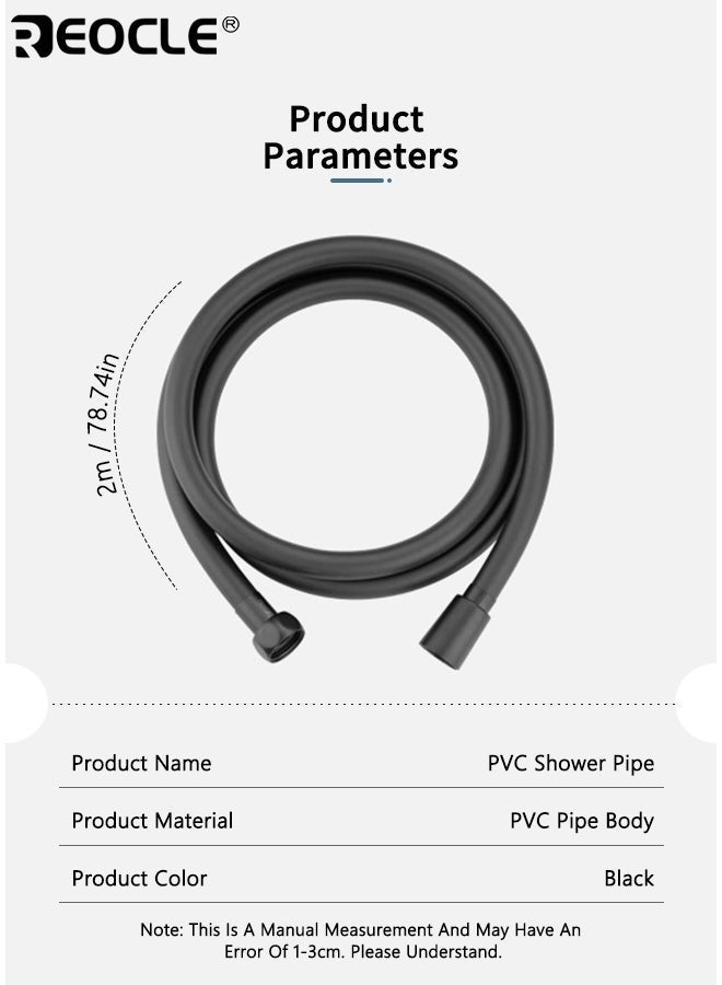 REOCLE 2.0m PVC Universal High Pressure Shower Hose Smooth Flexible Anti Twist Shower Pipe with Sealing Washer Ideal for Bath Tap Showerhead Replacement and Home Bathroom Upgrade - Image 3