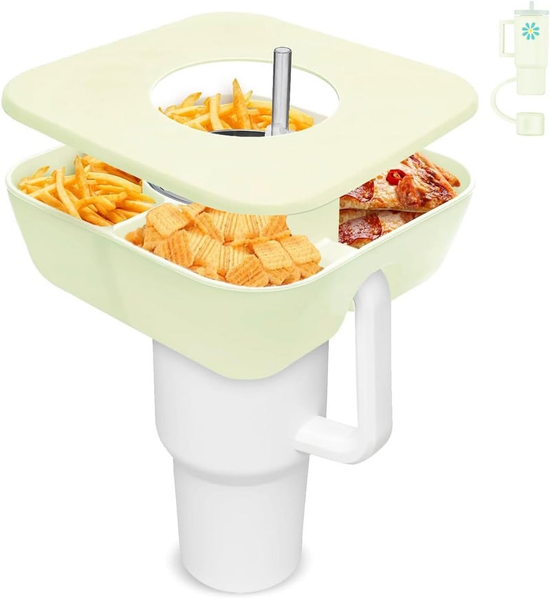 Zonyee Snack Bowl with Cover for Stanley 40oz Tumbler with Handle Silicone Snack Tray Snack Ring for Stanley Cup Accessories Suitable for Car Cup Holder or Outdoor Cream - Image 1