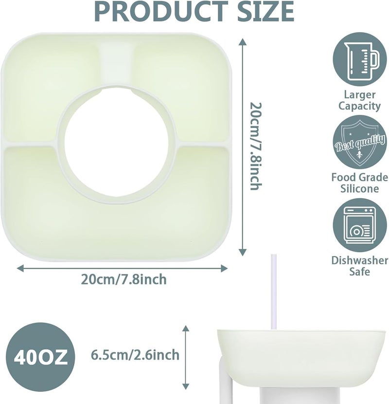 Zonyee Snack Bowl with Cover for Stanley 40oz Tumbler with Handle Silicone Snack Tray Snack Ring for Stanley Cup Accessories Suitable for Car Cup Holder or Outdoor Cream - Image 5