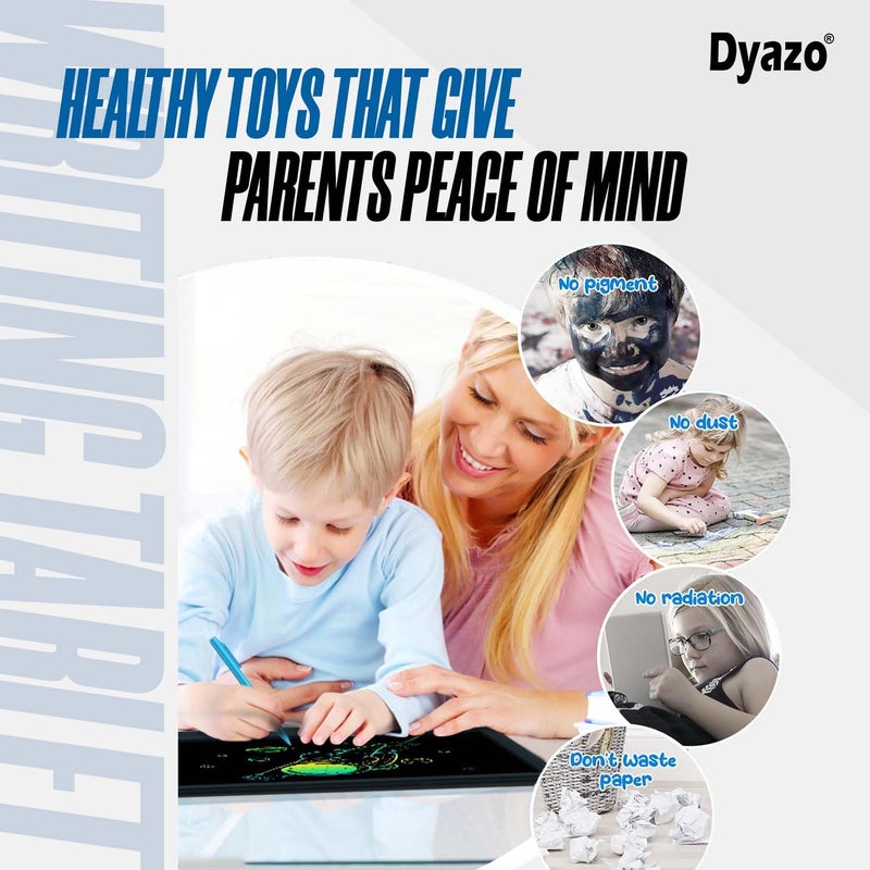 Dyazo 15 Inch Writing Tablet Pad | LCD Re-Writable Colorful Screen Pad with Stylus | Digital Graphic Slate for Kids & Students, Drawing, Learning and Office Notes (Black) - Image 5