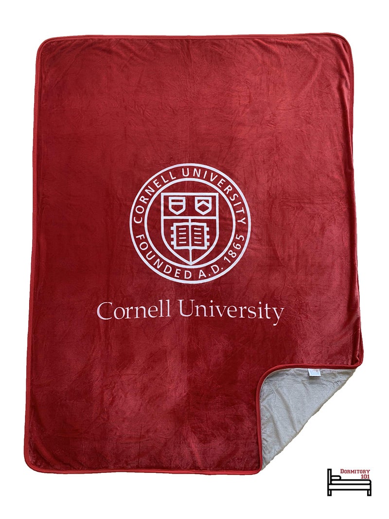 Dormitory 101 Cornell U Premium Plush Fleece Blanket - X Large 60"X80". Fits Queen or Twin XL Beds. Winter Holiday Graduation Gifts University Colors & Logo - Image 1
