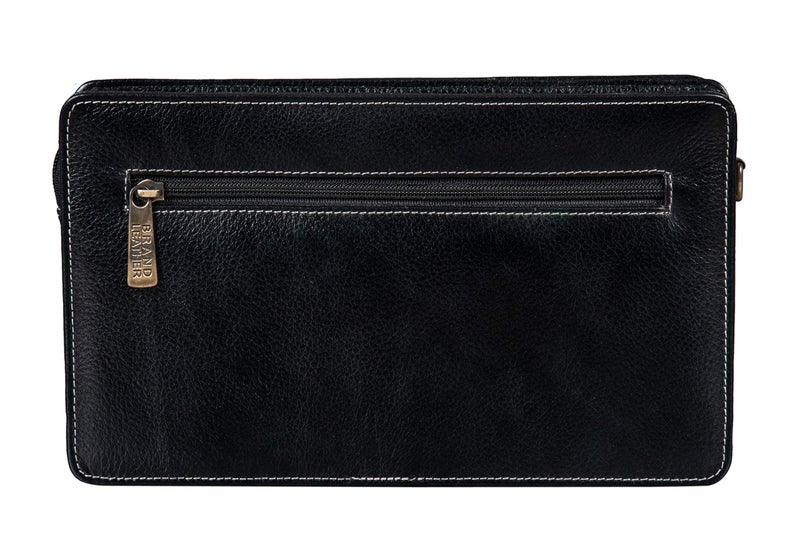 BRAND LEATHER Solid 9 Cms Cosmetic Pouch (M_BL1176_BLACK) - Image 2