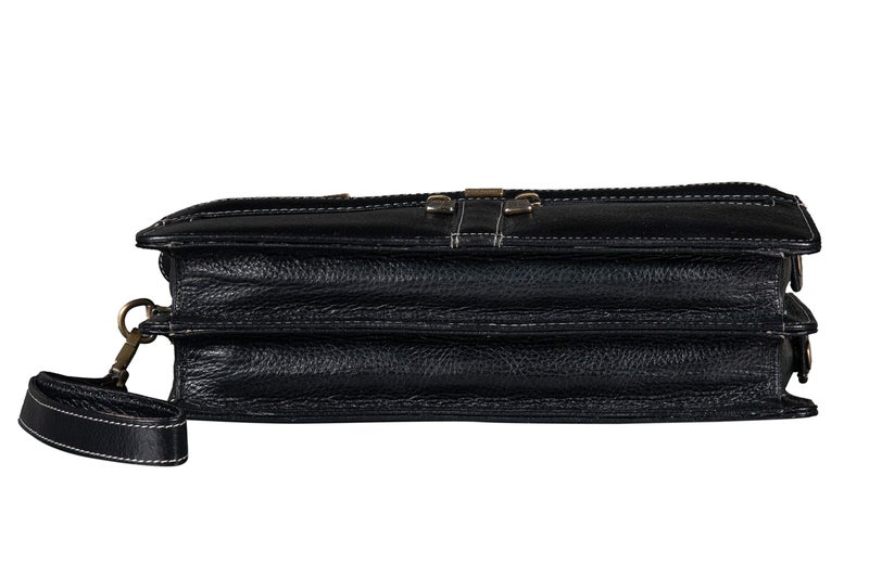 BRAND LEATHER Solid 9 Cms Cosmetic Pouch (M_BL1176_BLACK) - Image 3