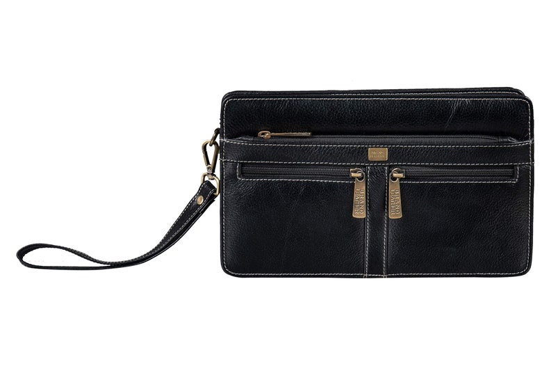 BRAND LEATHER Solid 9 Cms Cosmetic Pouch (M_BL1176_BLACK) - Image 1