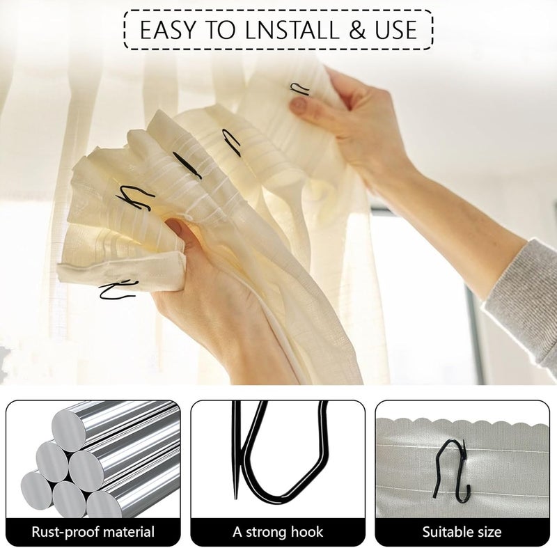 KAHIT Curtain Hooks, Curtain Hooks for Drapes Pins 120 Pack Curtain Hooks for Curtain Rod Curtain Hooks Drapery Hooks for Pleated Drapes Curtain Pin Hooks Ring Hooks for Curtains Metal - Image 5