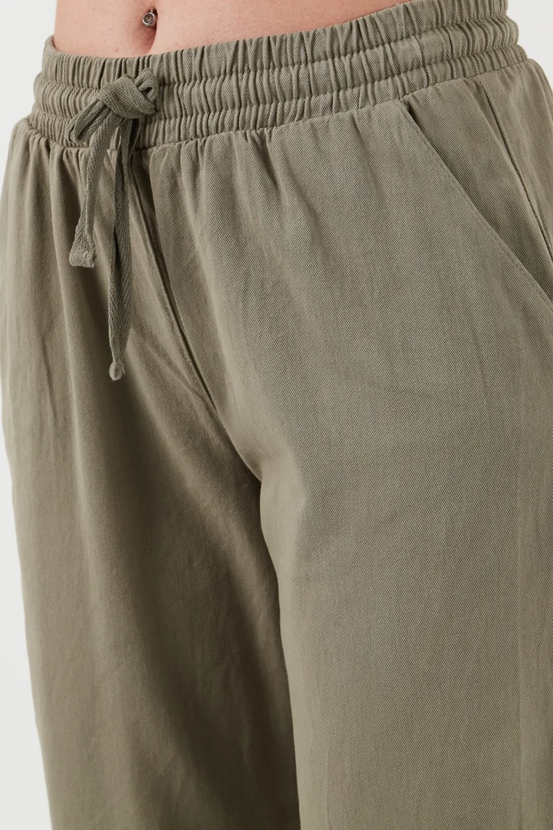 ليلا Cotton Normal Waist Regular Fit Straight Leg Trousers Women's Trousers 668Yp42282S4