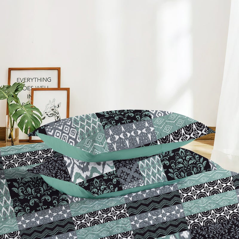 King Size Black And White Printing Quilt Cover Bedding Set 3 Pieces Extra Light Double Bedspread With 2 Pillowcases Soft Breathable Comfortable For Bedroom Dorm Room Decor - Image 4