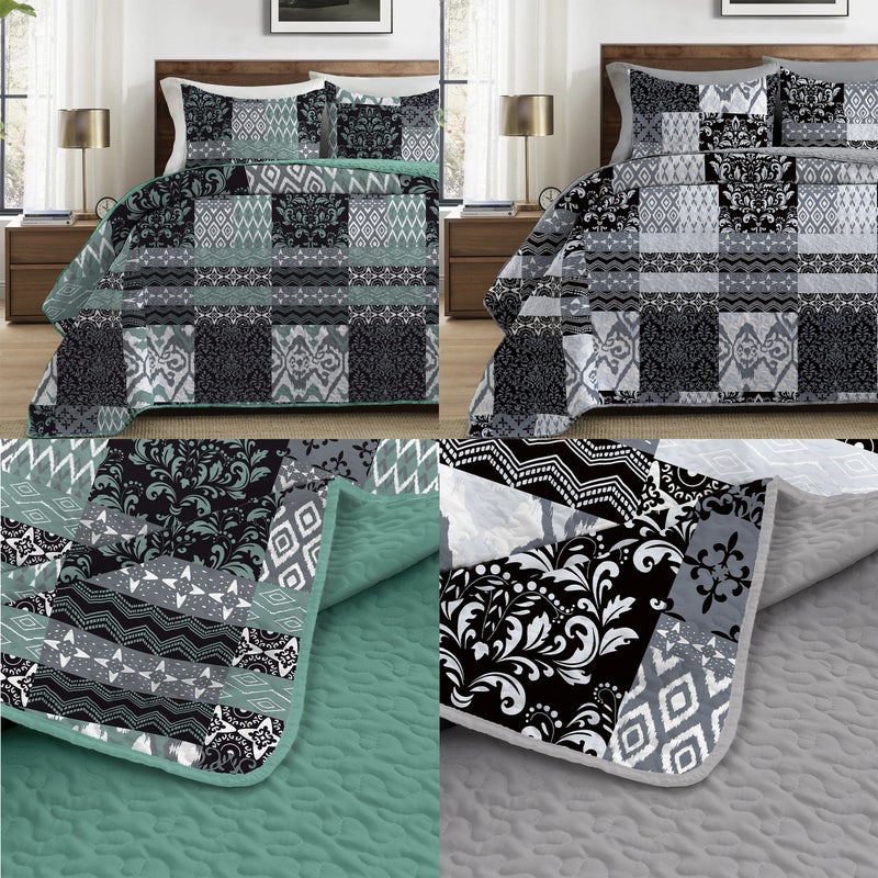 King Size Black And White Printing Quilt Cover Bedding Set 3 Pieces Extra Light Double Bedspread With 2 Pillowcases Soft Breathable Comfortable For Bedroom Dorm Room Decor - Image 1