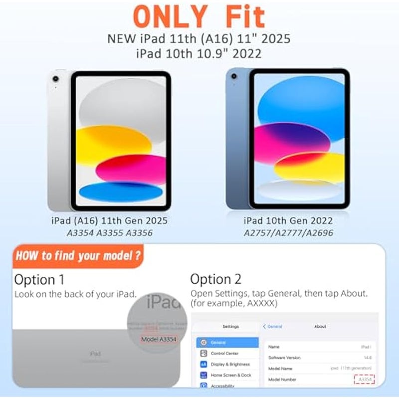 افاوو حافظة حماية للاطفال لجهاز ايباد الجديد (A16) الجيل 11 11 انش 2025، ايباد الجيل العاشر 10.9 انش 2022 مع شاشة حماية مدمجة، غطاء مقبض خفيف الوزن مضاد للصدمات لايباد الجيل 10/11، ارجواني فاتح - Image 2