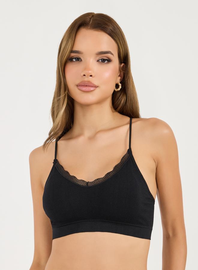 Styli Pack of 3 - Padded Lace Trim Crop Top with Thin Criss Cross Straps  - Image 2