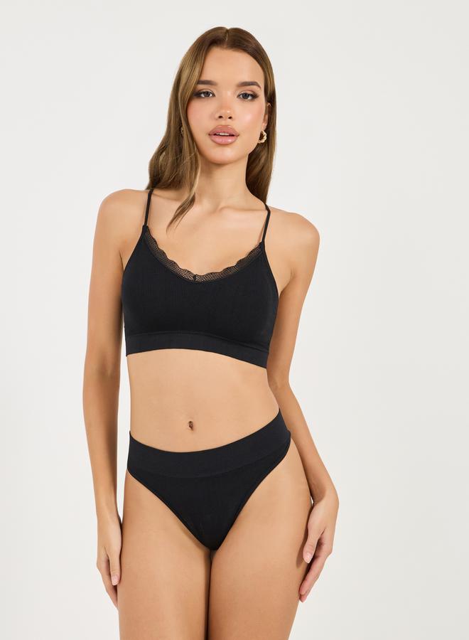Styli Pack of 3 - Padded Lace Trim Crop Top with Thin Criss Cross Straps  - Image 3