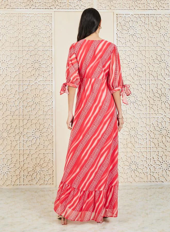 Styli Striped Ruffle Dress