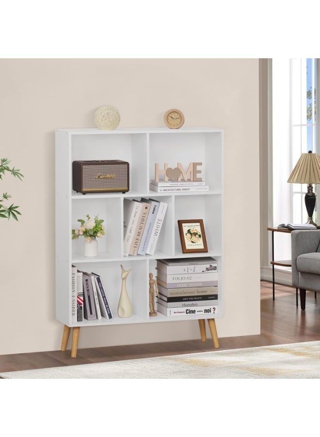 أنفانكي Anvanke 3-Tier Cube Bookshelf  Mid-Century Modern Open Bookshelf  منظم تخزين مستقل لغرفة النوم وغرفة المعيشة والمكتب المنزلي - Image 4