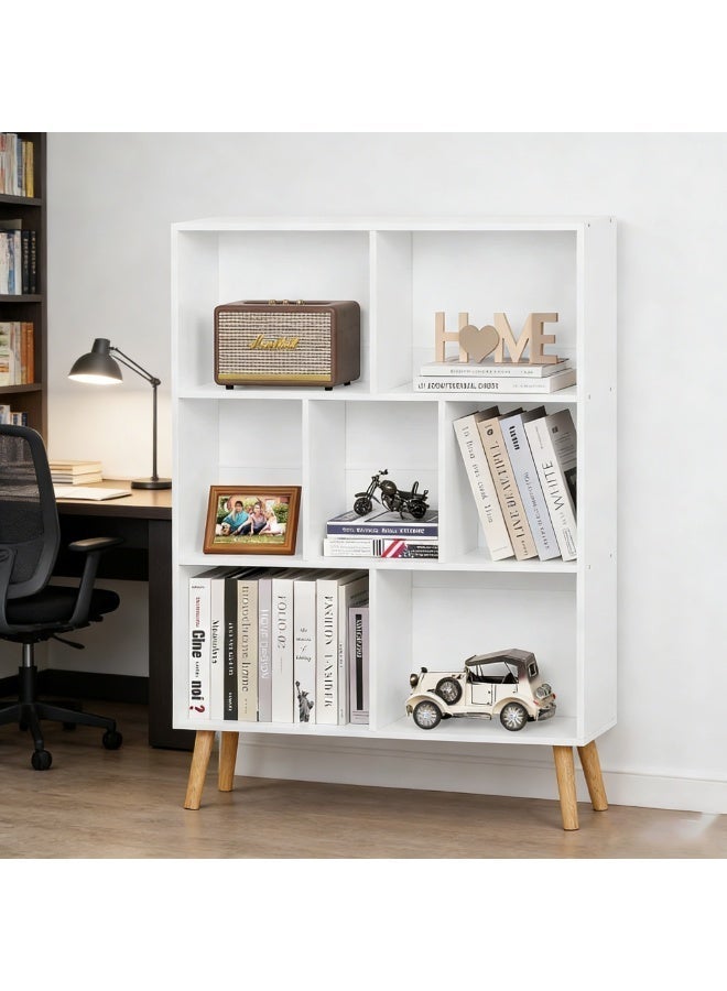أنفانكي Anvanke 3-Tier Cube Bookshelf  Mid-Century Modern Open Bookshelf  منظم تخزين مستقل لغرفة النوم وغرفة المعيشة والمكتب المنزلي - Image 3