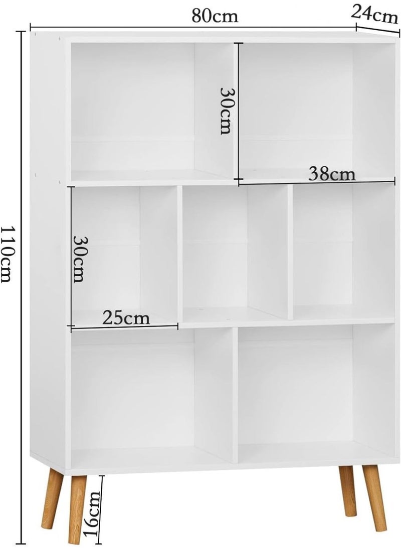 أنفانكي Anvanke 3-Tier Cube Bookshelf  Mid-Century Modern Open Bookshelf  منظم تخزين مستقل لغرفة النوم وغرفة المعيشة والمكتب المنزلي - Image 2