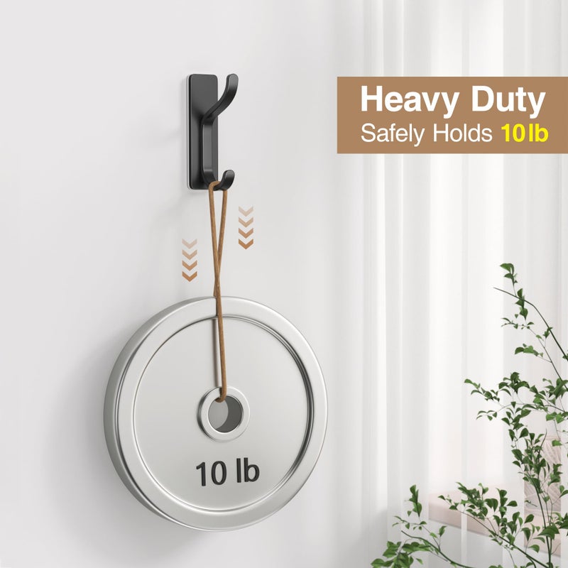 pickpiff Adhesive Wall Coat Hooks - Heavy Duty Stick-On Door Hanger, Metal Hook for Hanging Towel,Purse, Robe, Backpack, Jacket, Clothes - for Bathroom,Dorm, Closet, Kitchen - Black, 4 Pack - Image 2