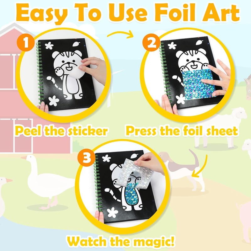 FUNNYB&G Foil Art Kit - Foil Crafts for Kids, Toys for Boys 4-10 Years Old, No Mess Travel Essentials, Kids Toys, Boys Gift, Birthday Gift, Coloring Books for Kids - Image 4