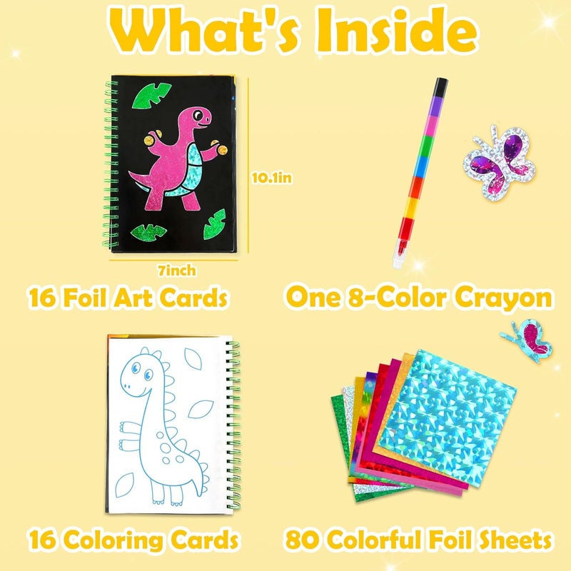 FUNNYB&G Foil Art Kit - Foil Crafts for Kids, Toys for Boys 4-10 Years Old, No Mess Travel Essentials, Kids Toys, Boys Gift, Birthday Gift, Coloring Books for Kids - Image 3