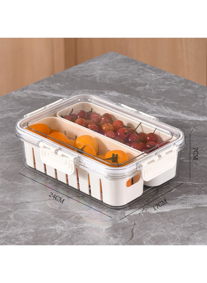 DANUBE HOME Proo Fridge Food Container with 2 Baskets – Clear Stackable Refrigerator Organizer Bin, BPA-Free, Multi-Purpose Kitchen Storage for Fruits, Vegetables & Pantry Items -24X17X7Cm
