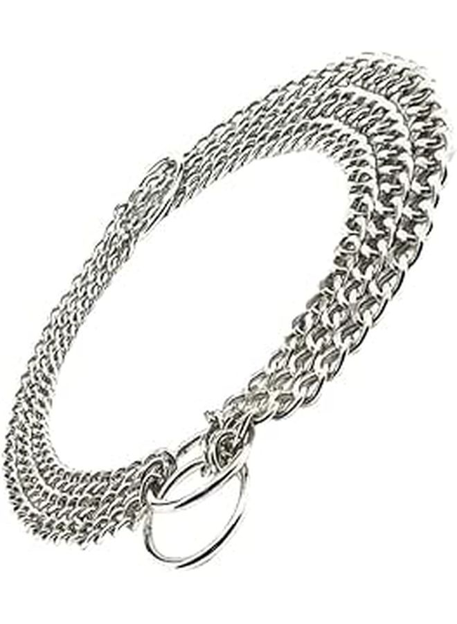 Stainless Steel Three Row Link Dog Collar for Medium Large Dogs Sturdy Metal Pet Training Collar - Image 1