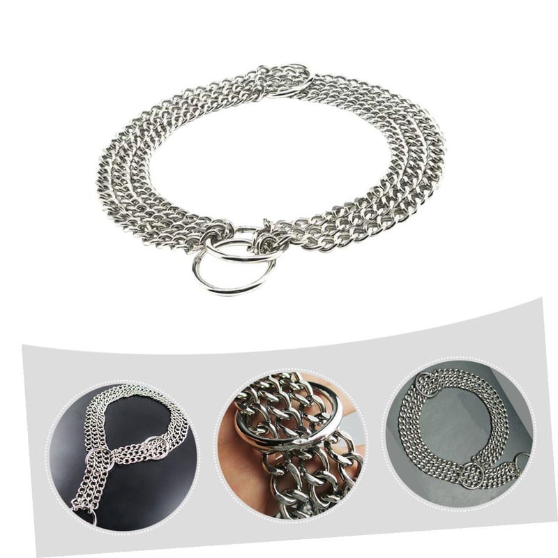 Stainless Steel Three Row Link Dog Collar for Medium Large Dogs Sturdy Metal Pet Training Collar - Image 4
