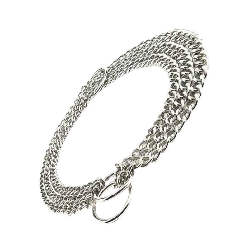 Stainless Steel Three Row Link Dog Collar for Medium Large Dogs Sturdy Metal Pet Training Collar - Image 2