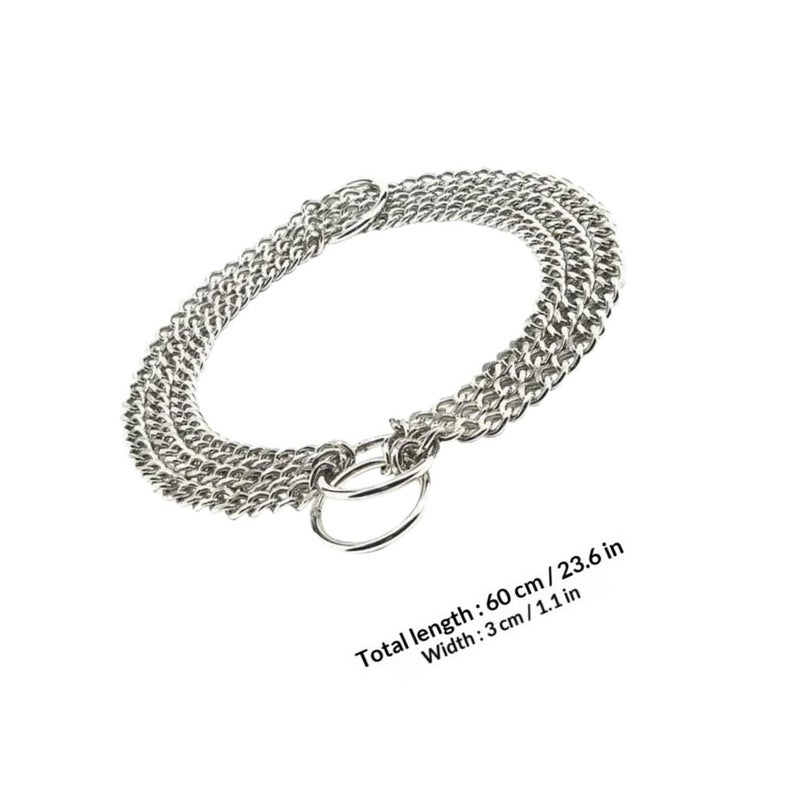 Stainless Steel Three Row Link Dog Collar for Medium Large Dogs Sturdy Metal Pet Training Collar - Image 3