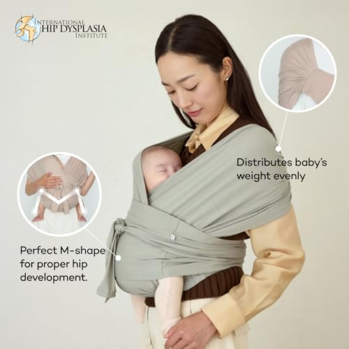 Konny Baby Carrier Flex SoftBreeze with Head Support - Adjustable, Easy to Wear, Hands-Free Breathable Baby Wrap Sling, Perfect for Newborn Babies Essentials up to 44 lbs (XS-XL) - Beige - Image 2