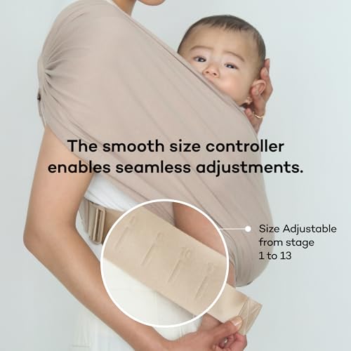 Konny Baby Carrier Flex SoftBreeze with Head Support - Adjustable, Easy to Wear, Hands-Free Breathable Baby Wrap Sling, Perfect for Newborn Babies Essentials up to 44 lbs (XS-XL) - Beige - Image 4