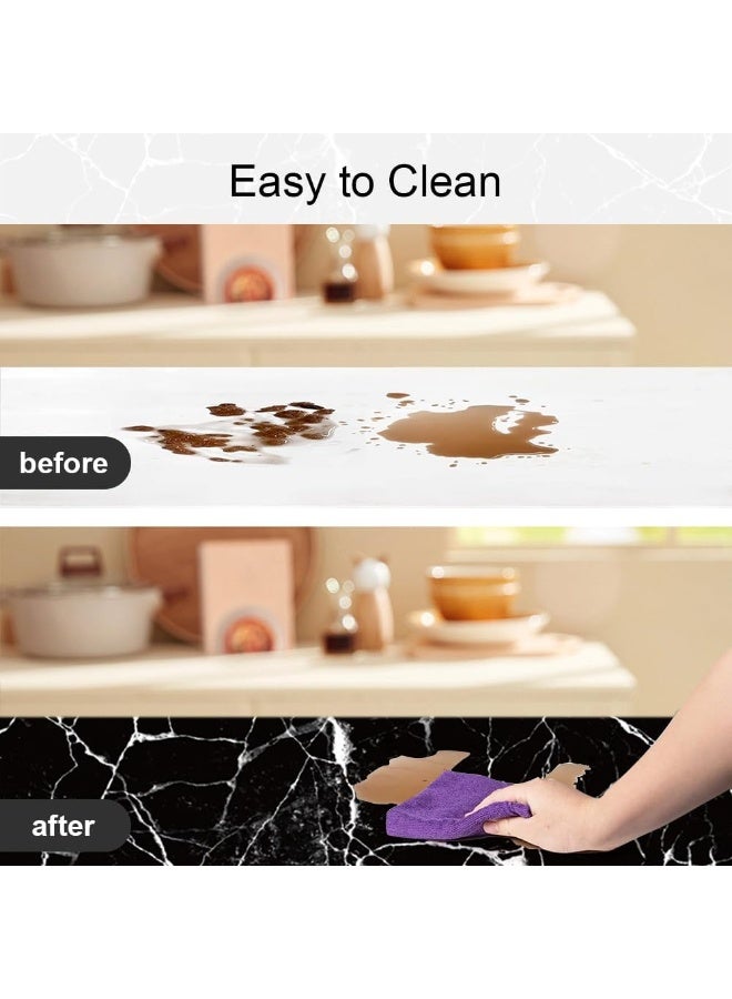Bukela Marble Contact Paper, Wallpaper Peel and Stick Kitchen, Marble Wallpaper Vinyl Contact Paper for Cabinets Countertops Wall Covering 60cm*10m, Black - Image 5