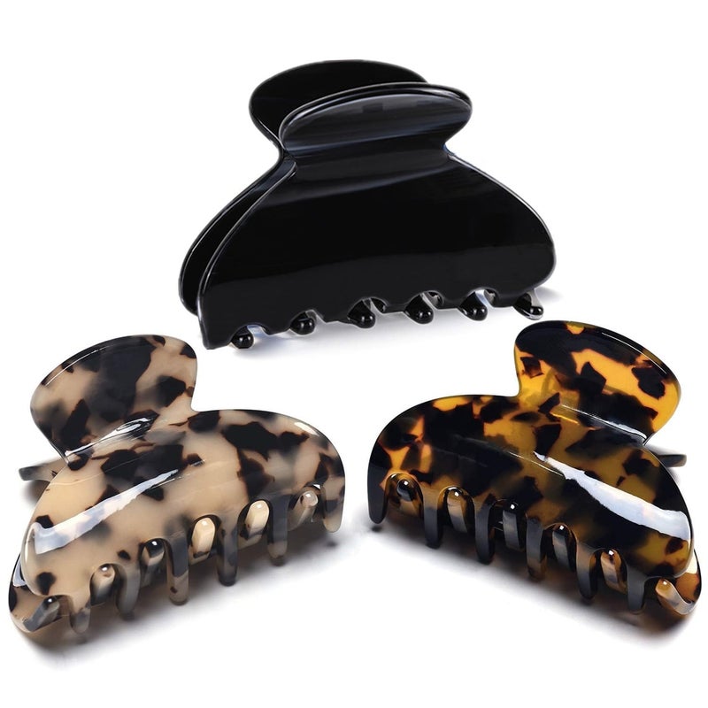Medium Claw Hair Clips for Women Girls Tortoise Hair Jaw Clips Celluloid Hair Claw Clamps Leopard Print Hair Clasp 3 Pack Mothers Day Gifts