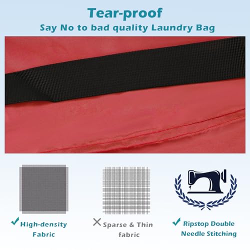 Coomee Heavy Duty Laundry Bag 2 Pack XL Nylon Laundry Bags with Straps, Washable Large Dirty Clothes Organizer with Drawstring Closure, Travel Washing Bag Fit a Laundry Hamper or Basket - Image 3