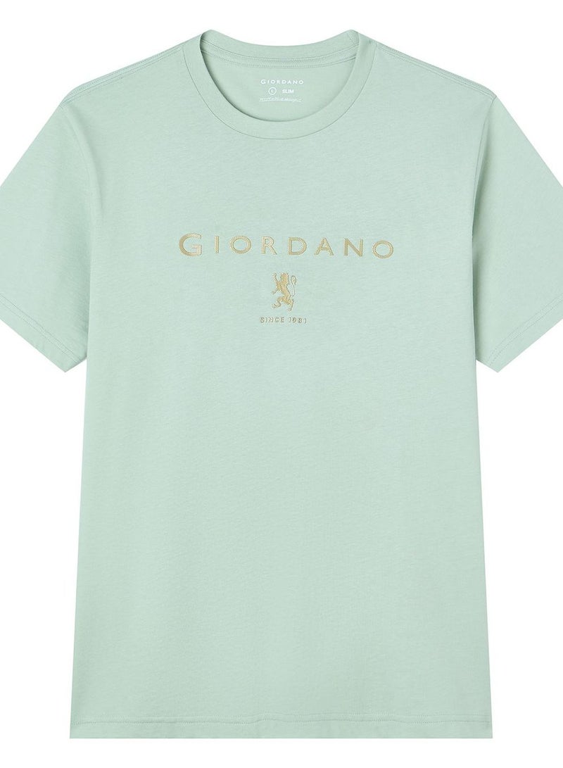 GIORDANO Men’s Slim Cotton Crew Neck Signature Print Tee - Image 3